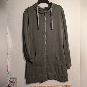 Zeagoo Green Long Zip-Up Hoodie Jacket size xl
